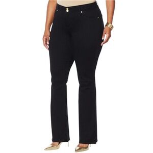 New IMAN Stretch Denim High Rise Full Length Bootcut Jeans Black Size 18W